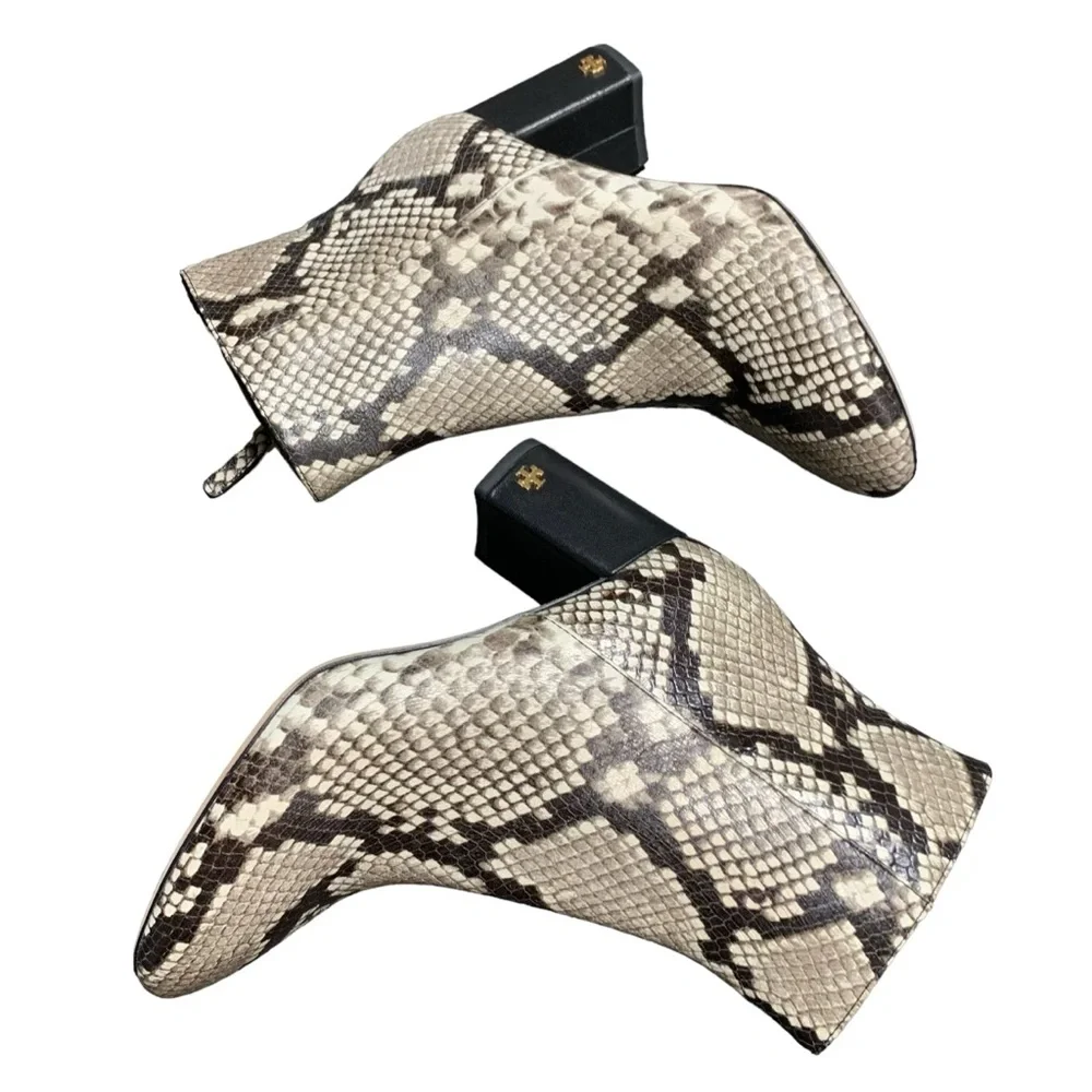 Tory Burch Brooke 70mm Snake Print Bootie Warm Roccia SZ 6 Designer Mob Wife